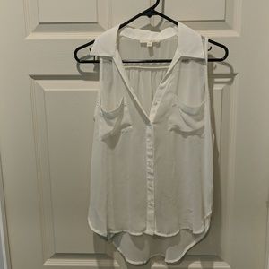 Sheer white button up blouse